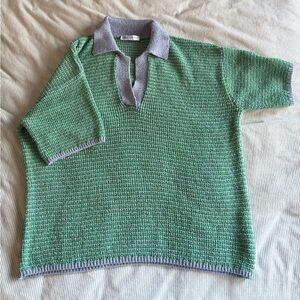 ZARA Green & Lavender Knitted Top